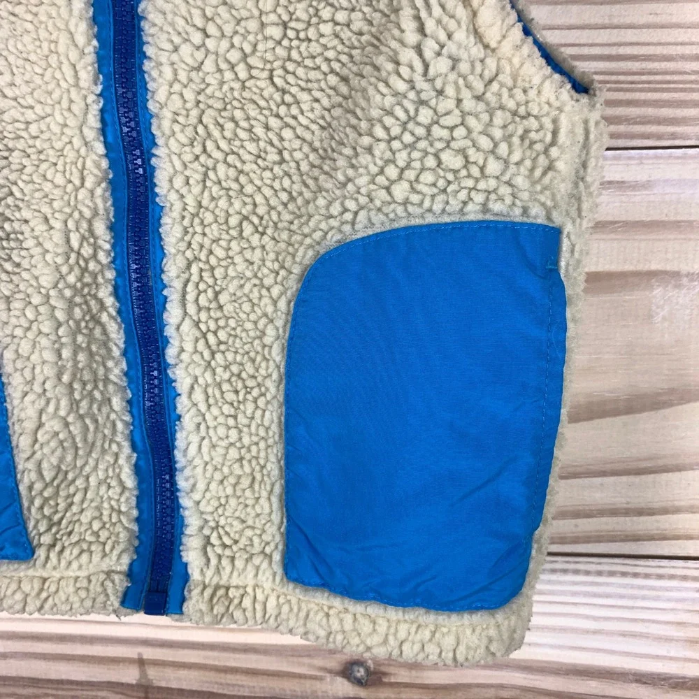 Patagonia Fleece Vest Kids 2T Beige Blue Retro-X Sherpa Full Zip Outdoor Layer